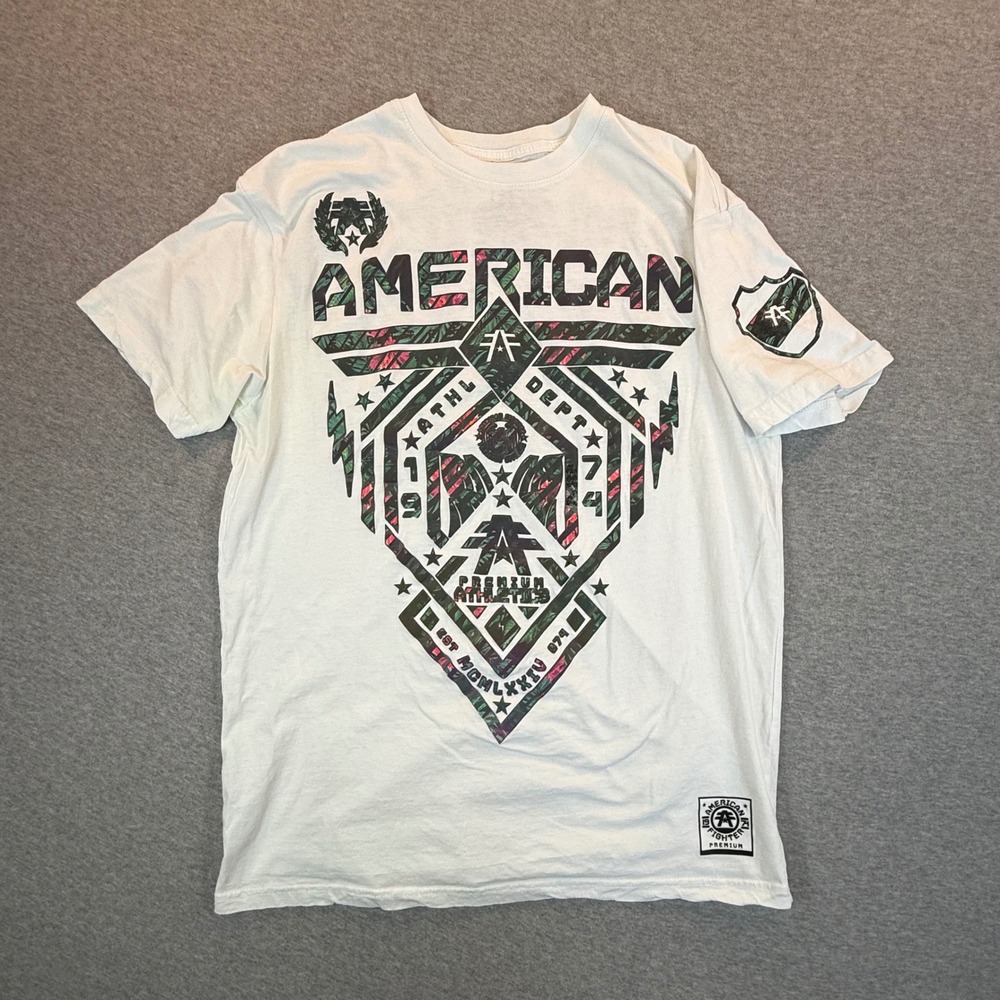 American Fighter Mens Premium Athletics Graphic T-Shirt White Floral Large